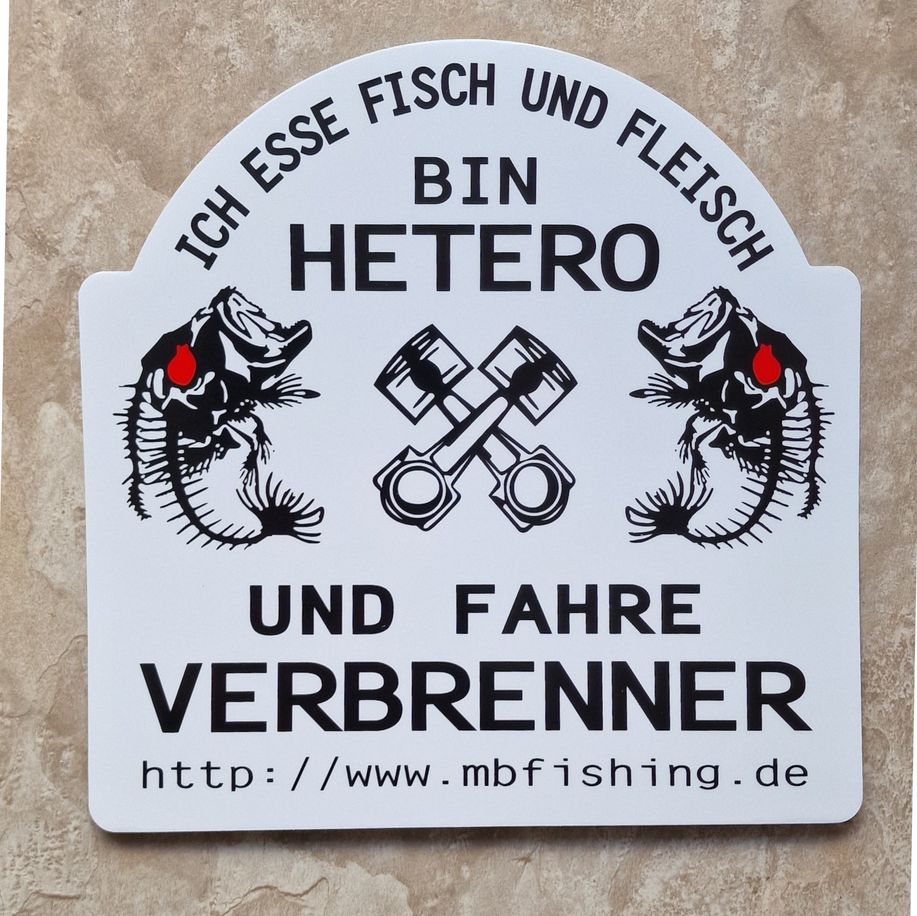 Sticker und Aluschild - Ich esse Fisch und Fleisch......