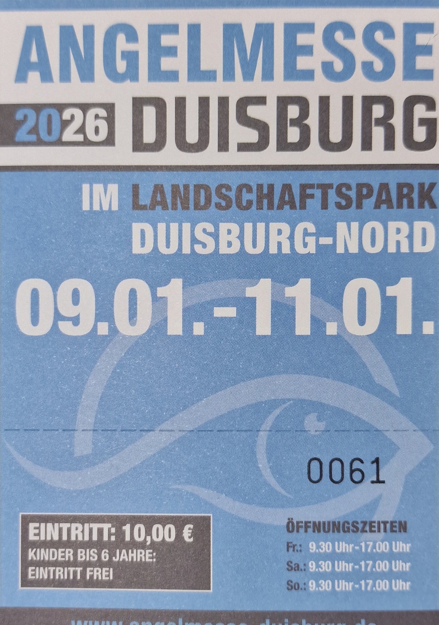 Eintrittskarte für die Angelmesse Duisburg 2026
