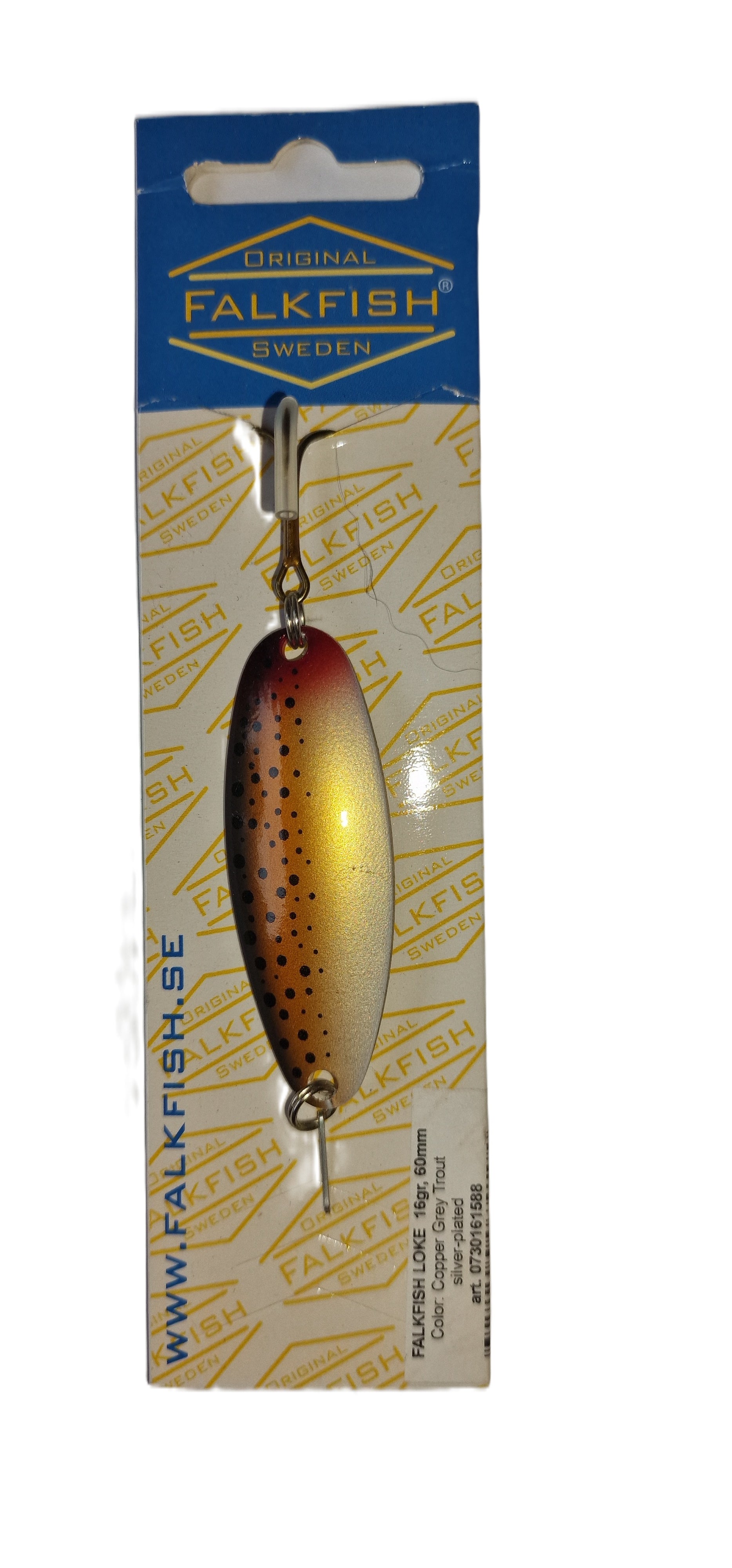 Falkfish Loke 16 Gramm - 60 mm in Copper Grey Trout silver plated